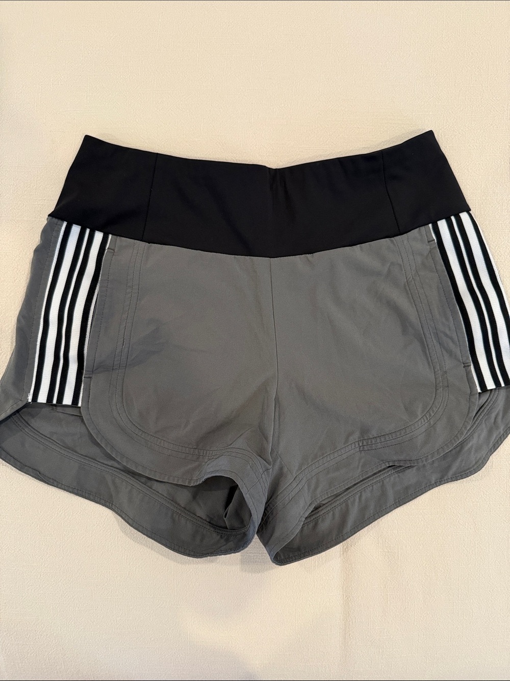 Women’s Gray/Olive Athletic Shorts with Black Waistband